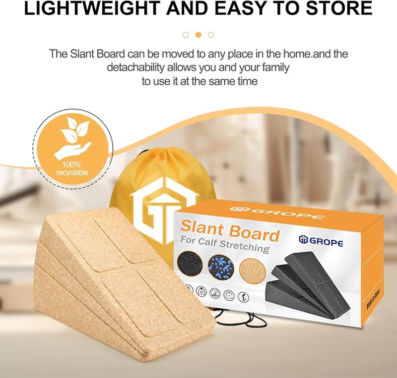 Grope Slant Board Squat Wedge for Calf Stretching，3 Pcs 12" x 6.3" Foot Stretcher Balance Board for Plantar Fasciitis, Adjustable Foam Slant Board Wedge Great for Exercises - Image 3